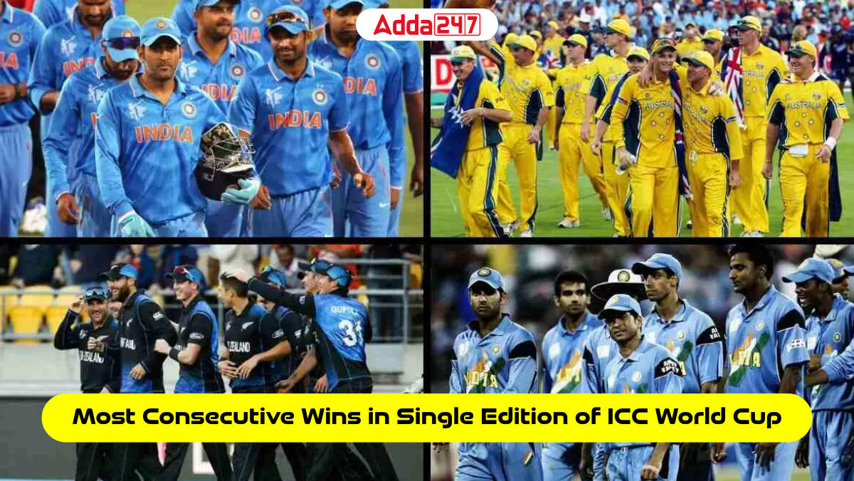 Most Consecutive Wins in a Single Edition of ICC Cricket World Cup