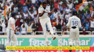 Ashwin Surpasses Kumble to Become India's Leading Wicket-Taker in Tests at Home