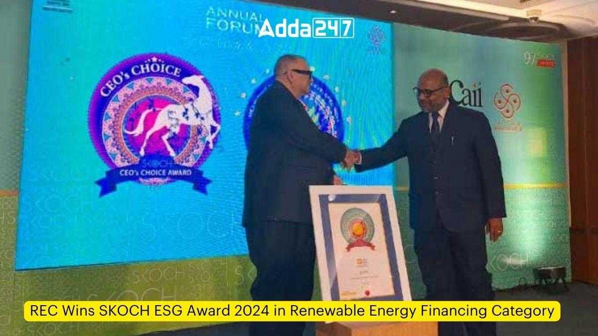 REC Wins SKOCH ESG Award 2024 in Renewable Energy Financing Category