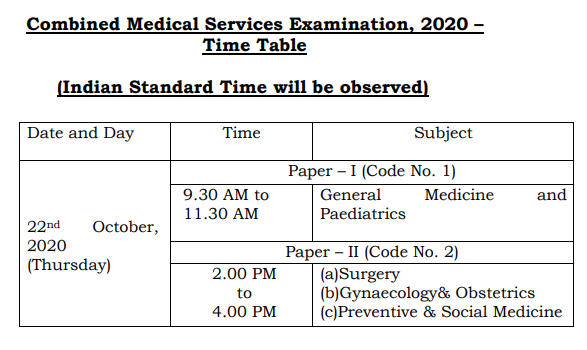 UPSC CMS Exam Date 2020 Out: Check Combined Medical Services Exam Schedule_40.1