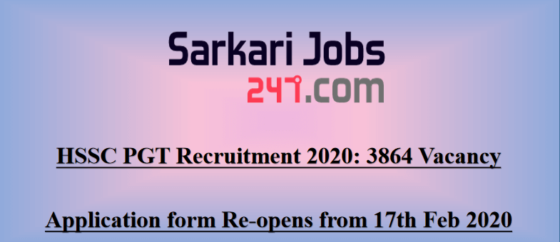 HSSC PGT Group B Recruitment 2020 Notification Out: Apply for 3864 Vacancy_30.1