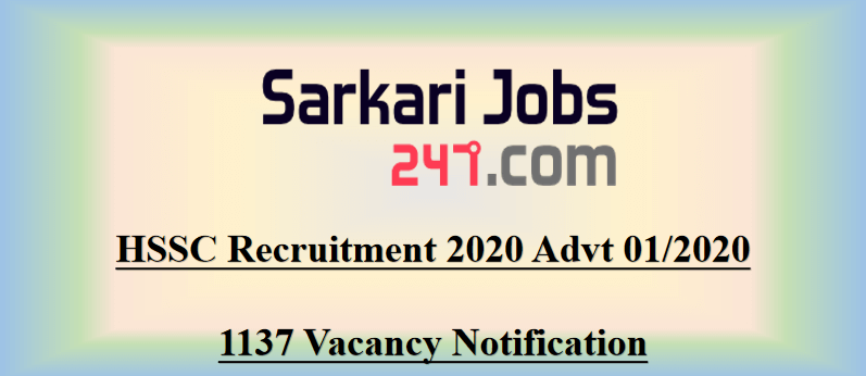 HSSC Recruitment 2020 Notification Out: 1137 Vacancy (01/2020)_30.1
