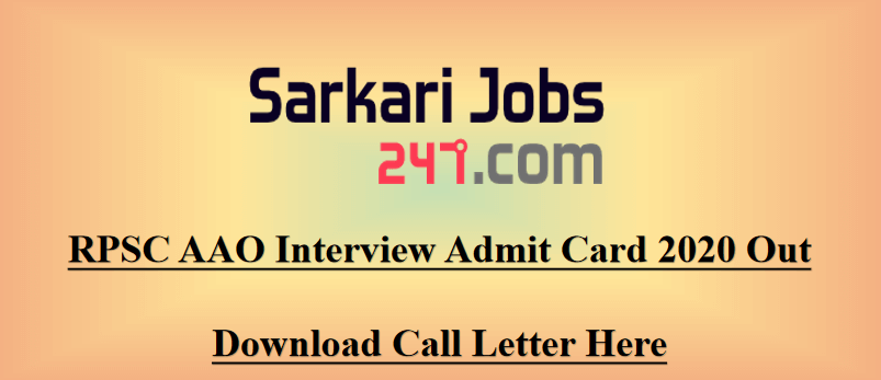 RPSC AAO Interview Admit Card 2020 Out: Download Call Letter_30.1