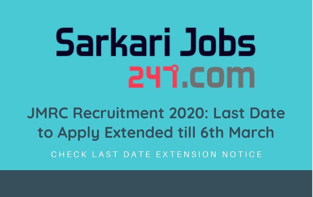 JMRC Recruitment 2020: Last Date to Apply Extended till 6th March_20.1
