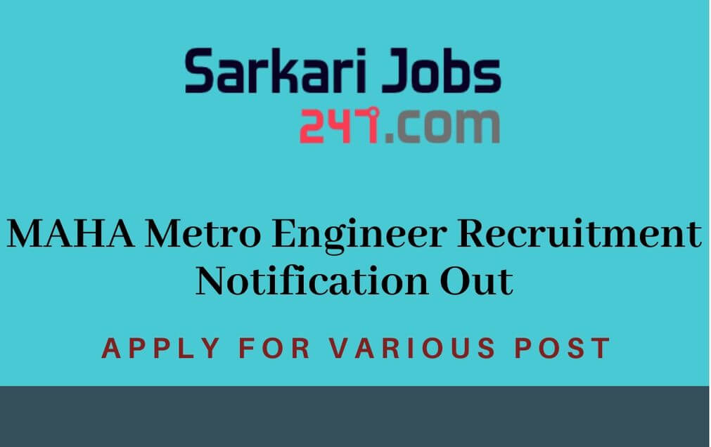 MAHA Metro Recruitment 2020 Out: Apply for Controller, Engineer_30.1