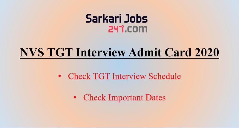 NVS TGT Interview Schedule 2020 Out: Check Schedule_30.1
