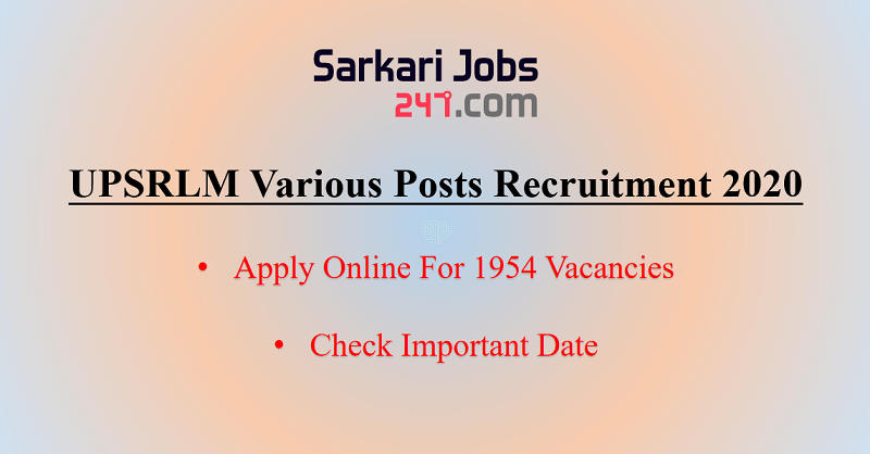 UPSRLM Various Posts Recruitment 2020 Out @www.sids.co.in_30.1