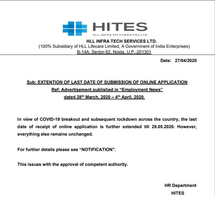 HLL HITES Recruitment Notification 2020: Last Date Extended_40.1
