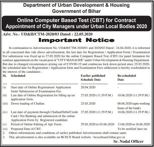 UDHD Bihar City Manager Recruitment 2020: Last Date Extended_40.1