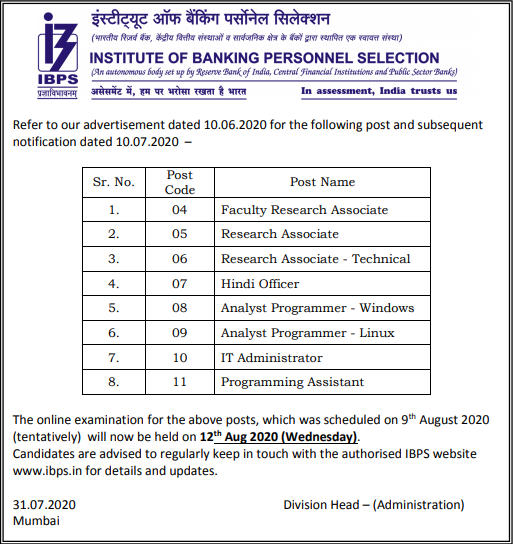 IBPS Recruitment 2020: Check Revised Date For 29 Vacancies Of IBPS_40.1