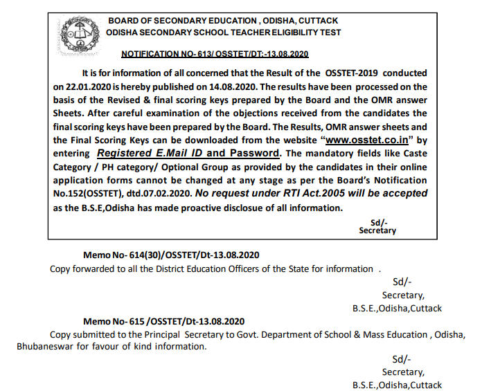 OSSTET Result 2020 Out: Check Secondary School Teacher Eligibility Test_40.1