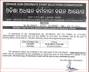 OSSSC Nursing Officer Admit Card 2021 Out: Direct Link To Download_40.1
