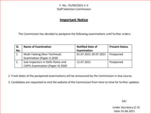 SSC Exam Date 2021 Postponed For MTS & CPO SI: Check Official Notice_40.1