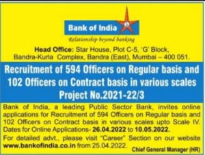 Bank of India Recruitment 2022 Notification Out for 696 Officer Posts_50.1