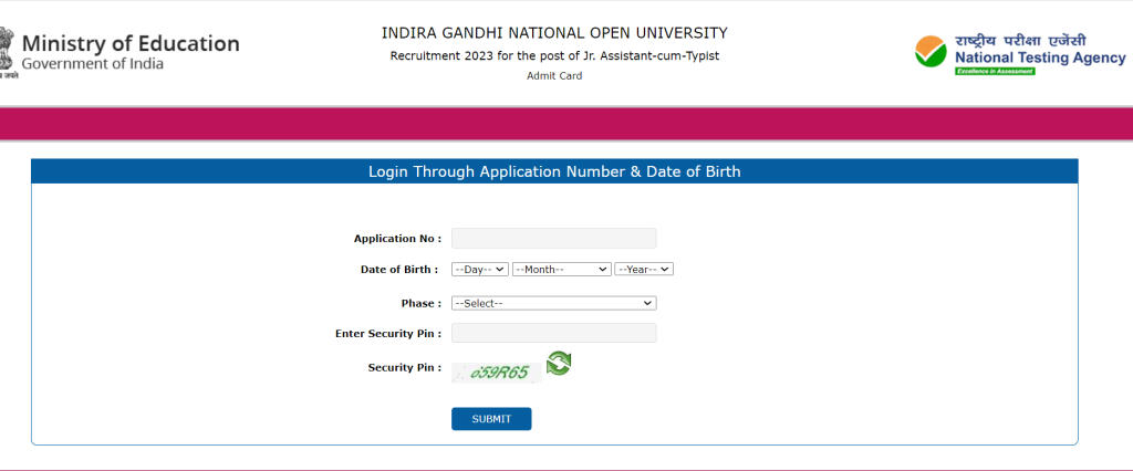 IGNOU JAT Admit Card