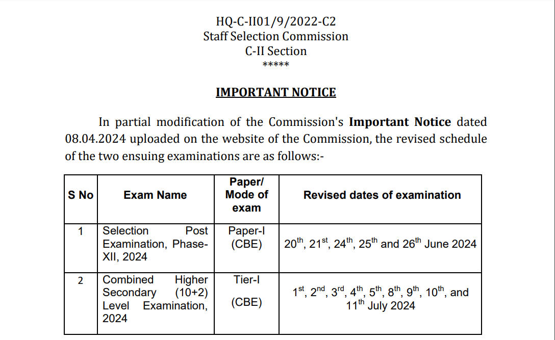 Ssc chsl exam date 2024 announced check exam schedule here