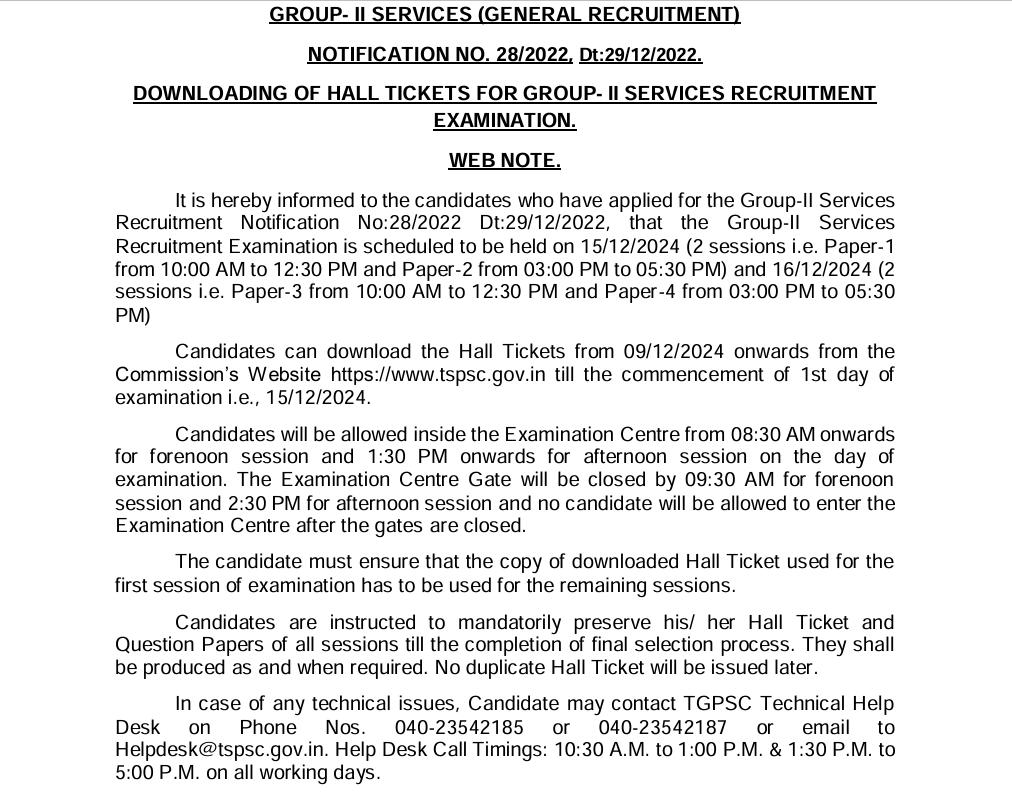 TSPSC Group 2 Exam Date 2024