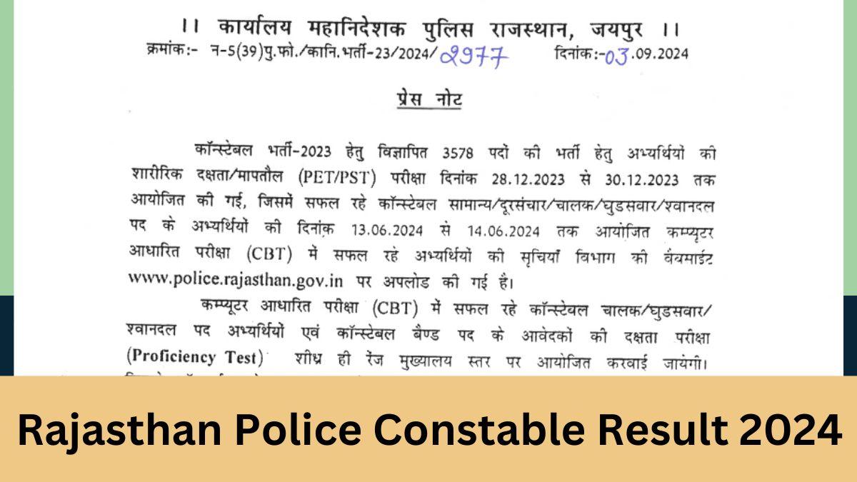 Rajasthan Police Constable Result 2024