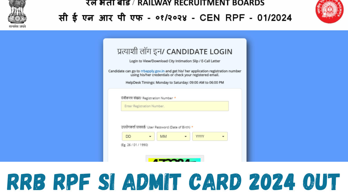 RPF SI Admit Card 2024 Out