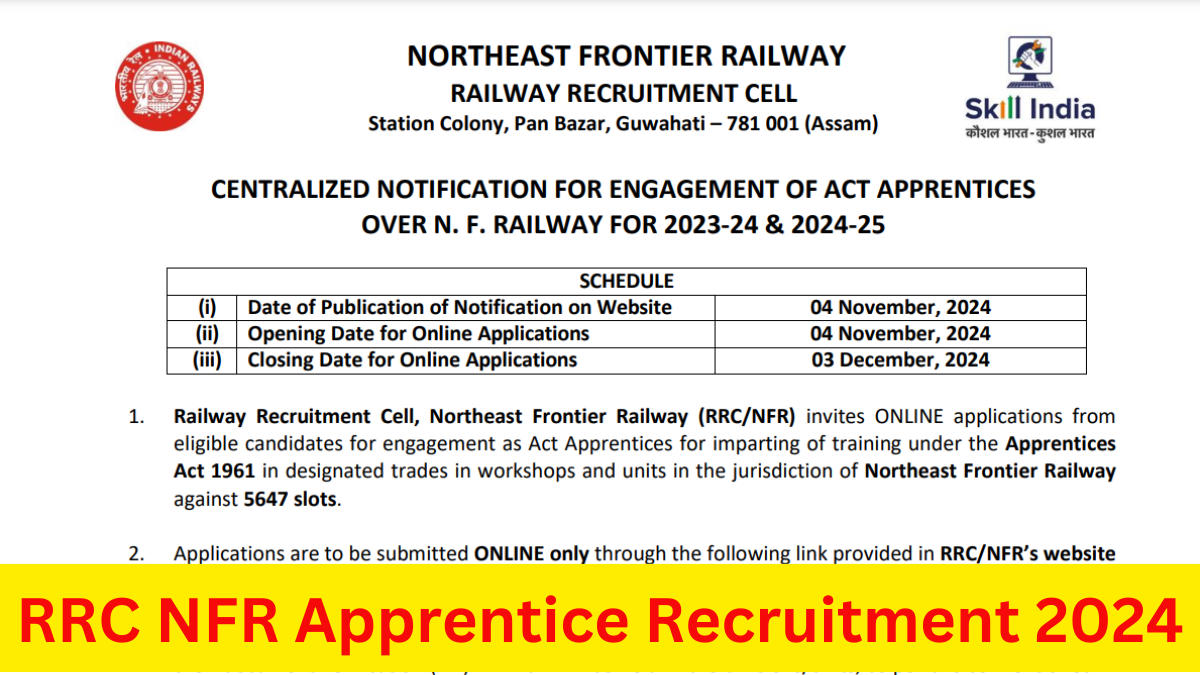 RRC NFR Apprentice Recruitment 2024