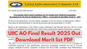 UIIC AO Final Result 2025