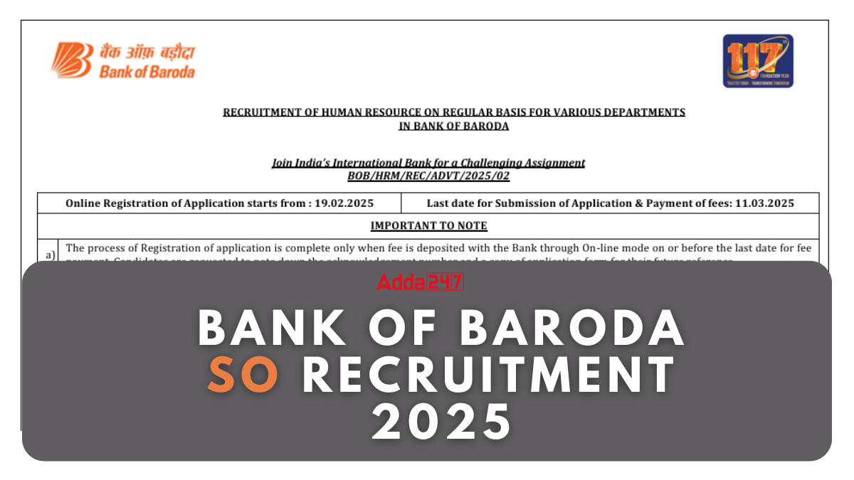 Bank of Baroda SO Recruitment 2025