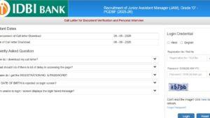 IDBI JAM Interview Call Letter 2025