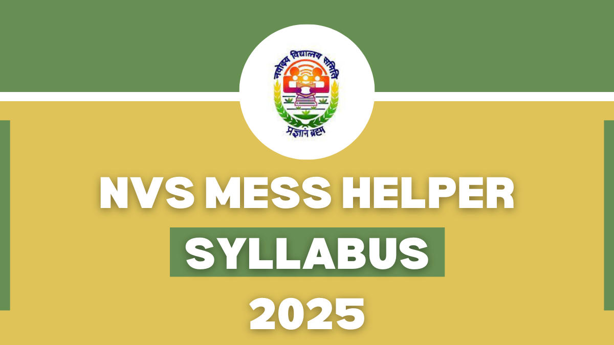 NVS Mess Helper Syllabus 2025