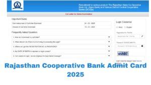 Rajasthan Cooperative Bank Admit Card 2025