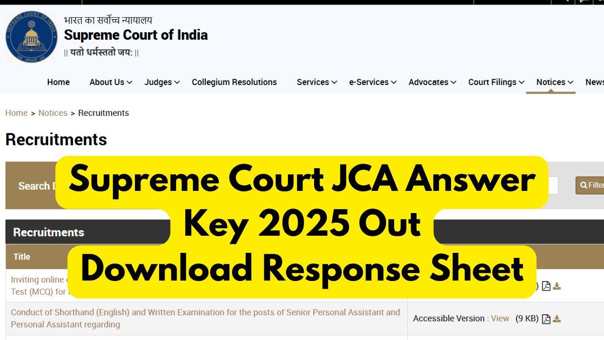 Supreme Court JCA Answer Key 2025