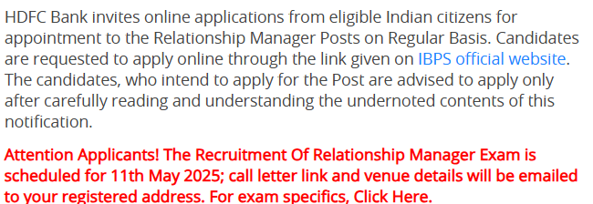 HDFC Bank PO Exam Date 2025