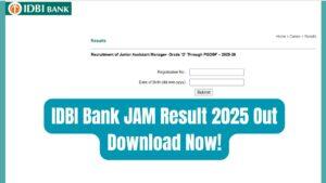 IDBI Bank JAM Result 2025 Out