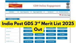 India Post GDS 3rd Merit List 2025 Out