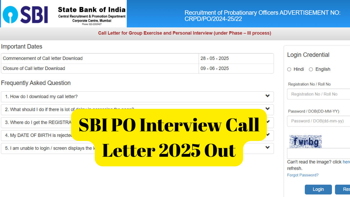 SBI PO Interview Call Letter 2025