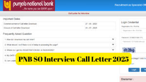 PNB SO Interview Call Letter 2025