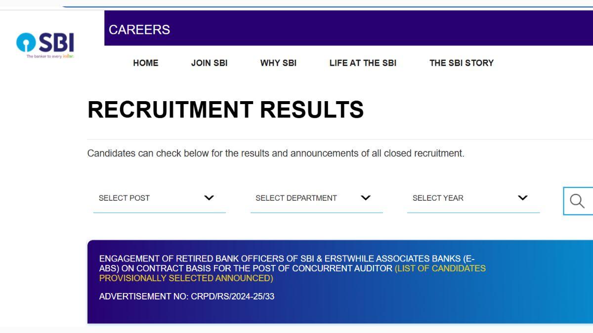 SBI Retired Bank Officer Result 2025