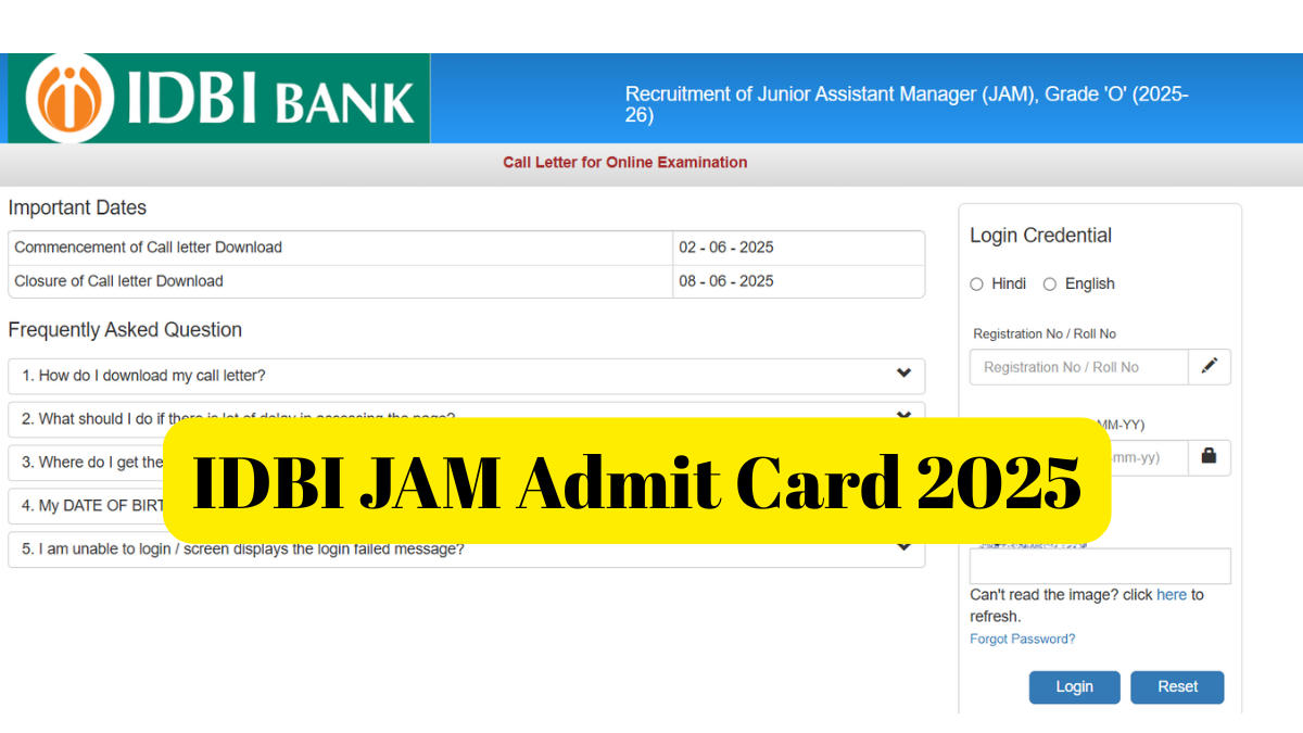 IDBI JAM Admit Card 2025