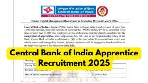 Central Bank of India Apprentice Recruitment 2025