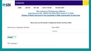 SBI PO Mains Score Card 2025