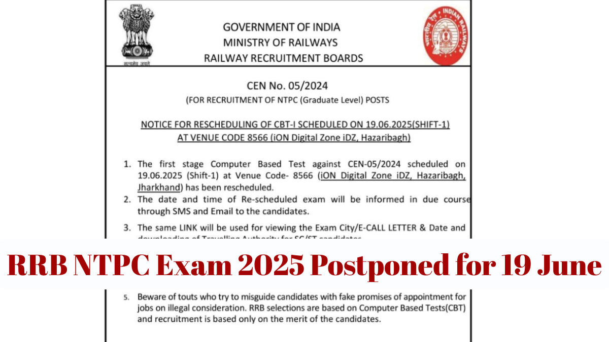 RRB NTPC Exam 2025 Postponed
