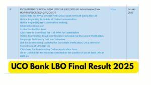 UCO Bank LBO Final Result 2025