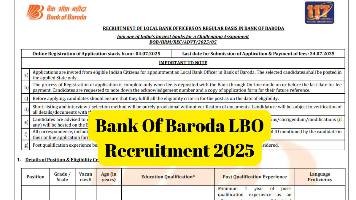 Bank Of Baroda LBO Recruitment 2025