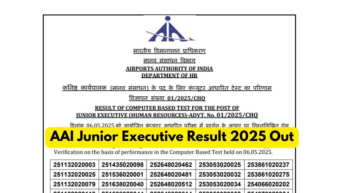 AAI Junior Executive Result 2025 Out