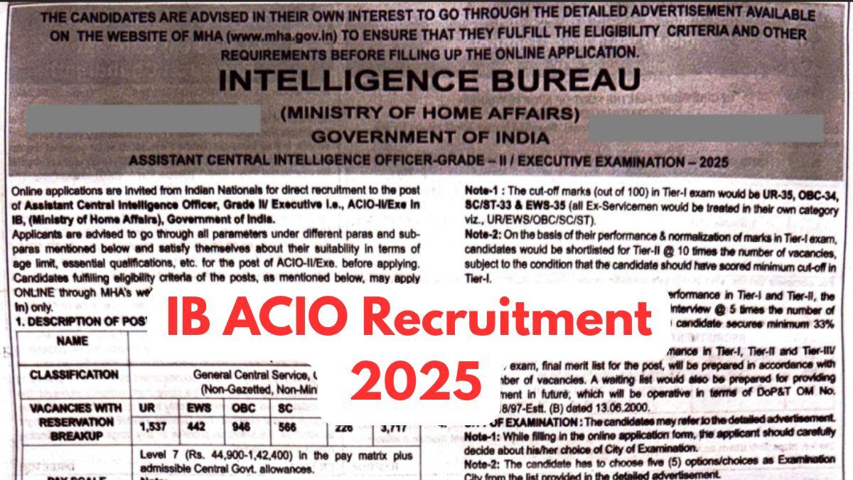 IB ACIO Notification 2025