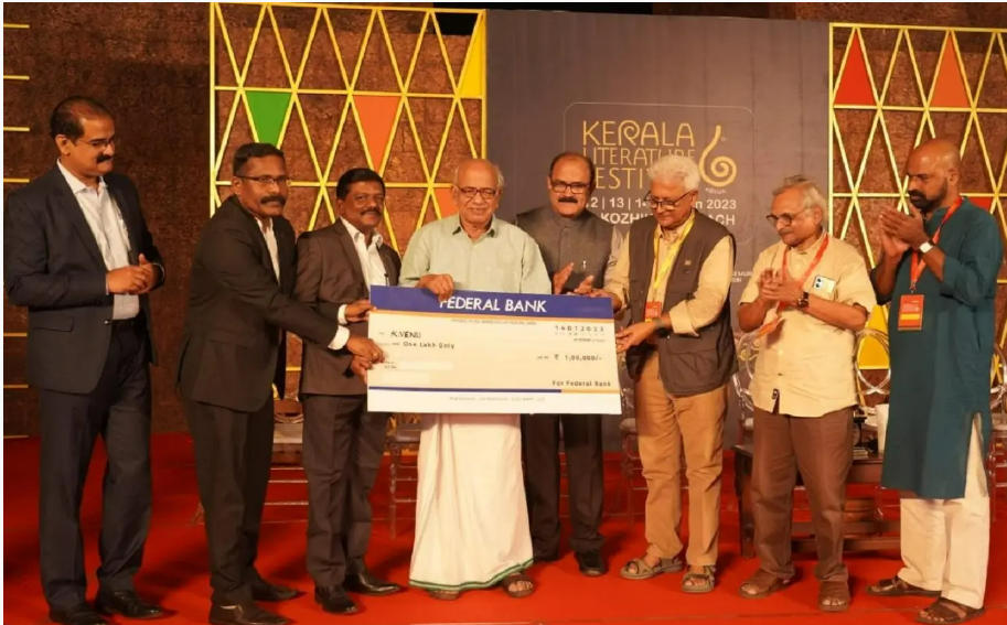 Writer K Venu received Federal Bank Literary Award 2023