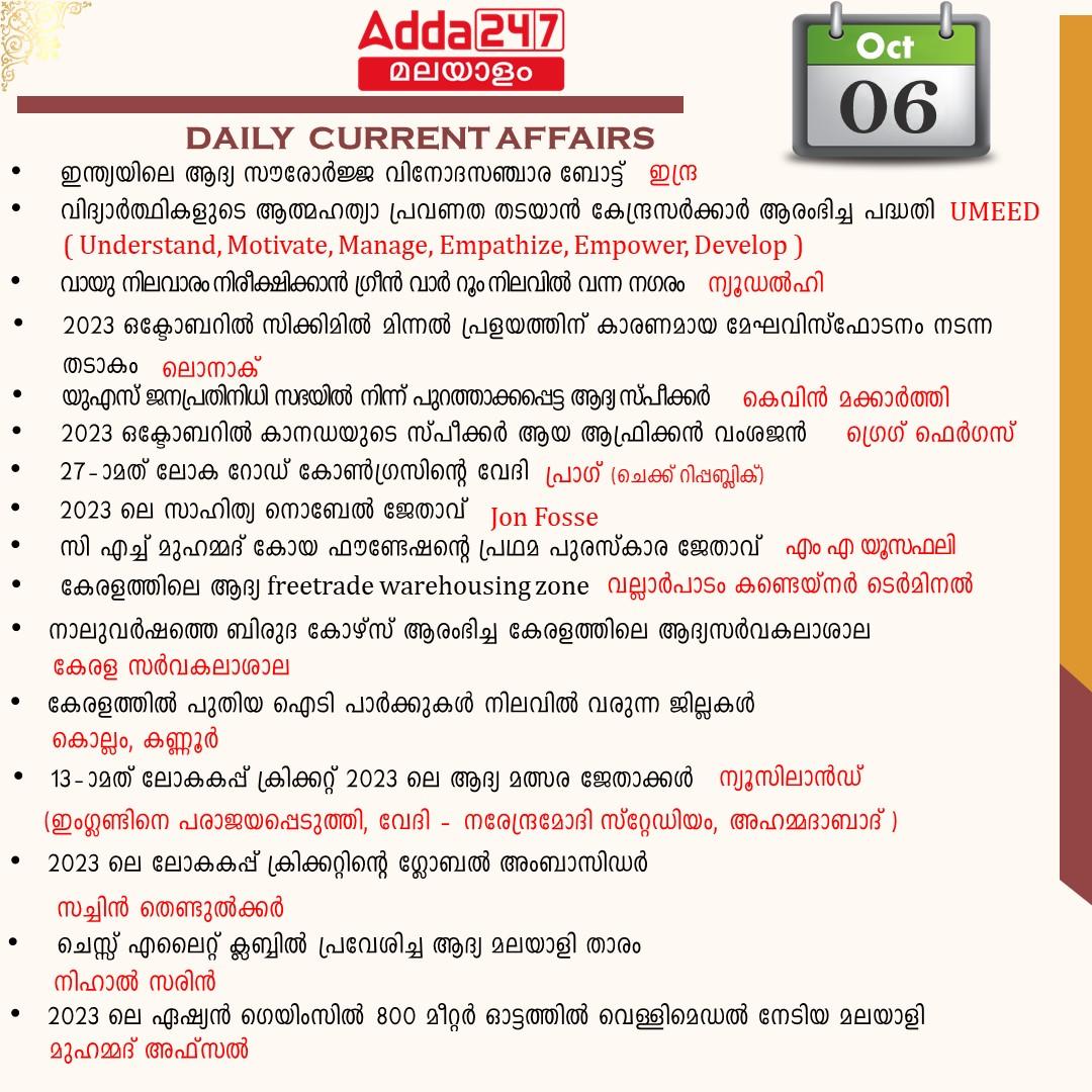 പ്രതിദിന കറന്റ് അഫയേഴ്സ് മലയാളത്തിൽ- 06 ഒക്ടോബർ 2023_3.1