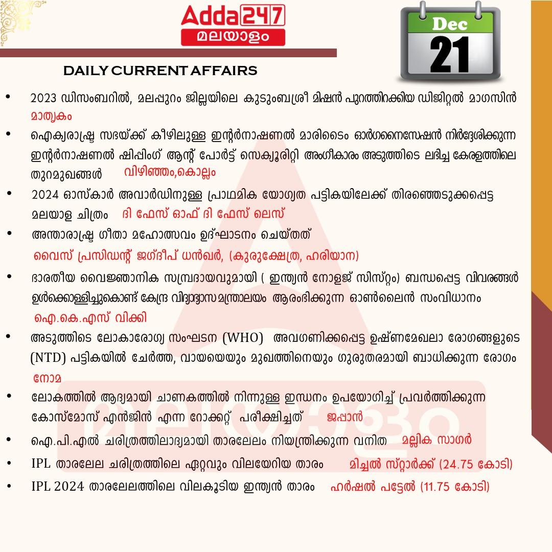 പ്രതിദിന കറന്റ് അഫയേഴ്സ് മലയാളത്തിൽ- 21 ഡിസംബർ 2023_3.1