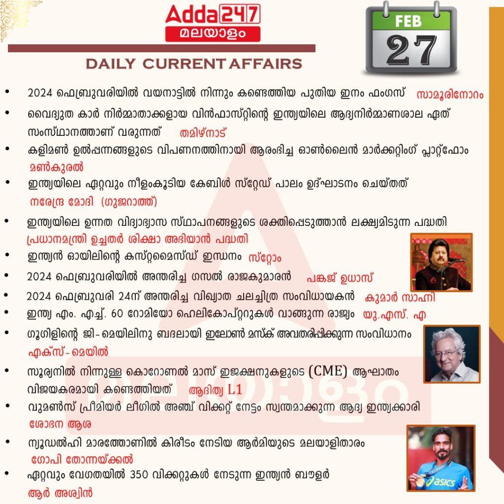പ്രതിദിന കറന്റ് അഫയേഴ്സ് മലയാളത്തിൽ- 27 ഫെബ്രുവരി 2024_3.1