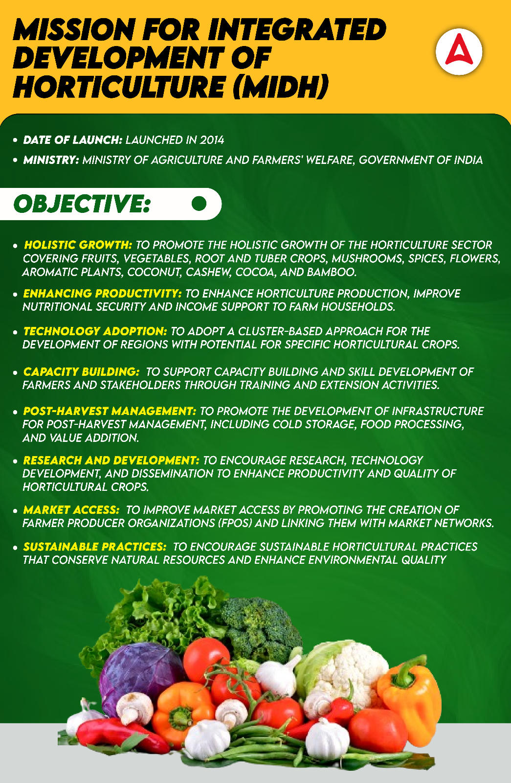 Yojna 2024: Mission For Integrated Development of Horticulture(MIDH) | योजना 2024: फलोत्पादनाच्या एकात्मिक विकासासाठी (MIDH) मिशन_3.1