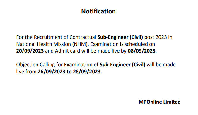 NHM MP Exam Date 2023